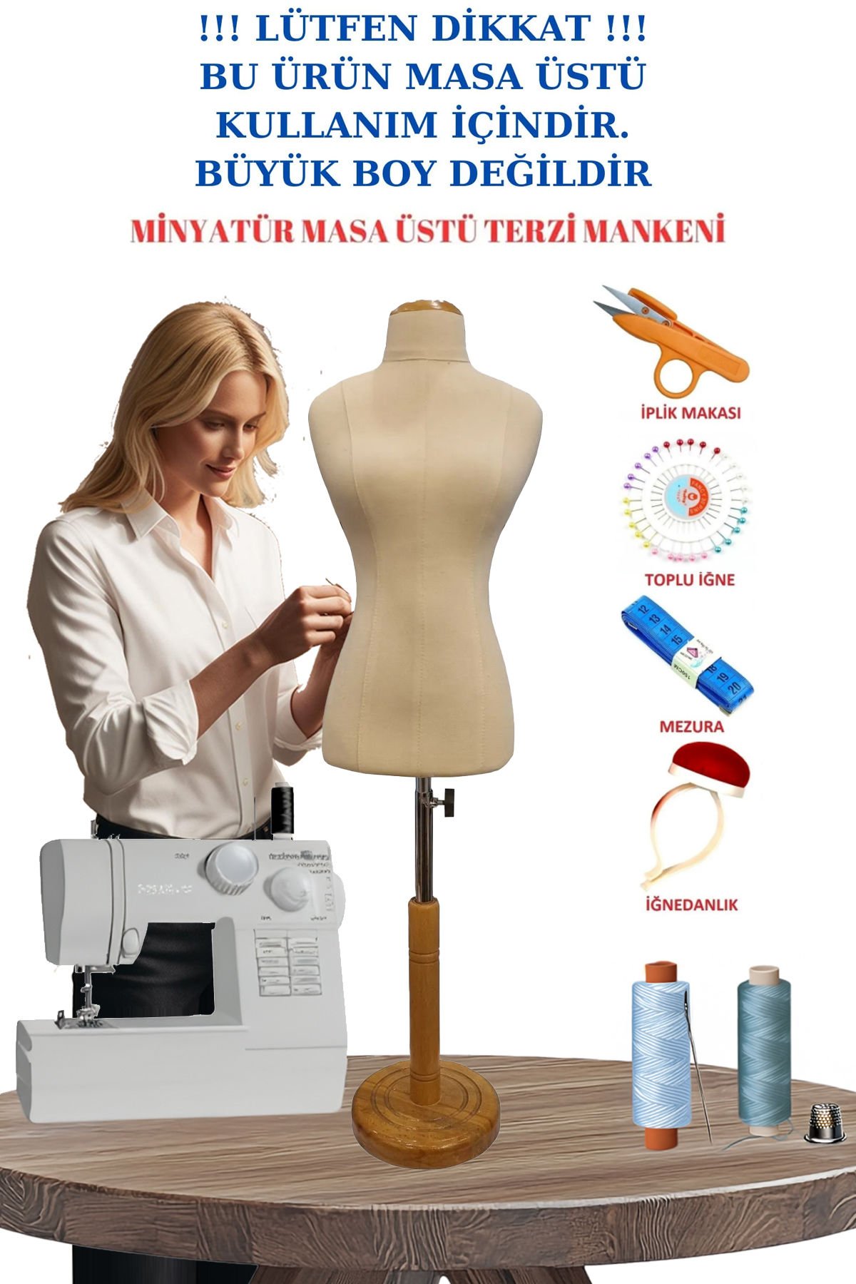 Dikiş Setli Keten Kumaşlı 1/2 50 Eşel Terzi Prova Mankeni