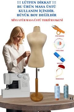 Dikiş Setli Keten Kumaşlı 1/2 50 Eşel Terzi Prova Mankeni Dikiş Mankeni