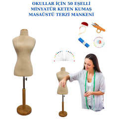 Dikiş Setli Keten Kumaşlı 1/2 50 Eşel Terzi Prova Mankeni Dikiş Mankeni