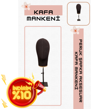 Bayan metal standlı kumaş kaplı kafa mankeni