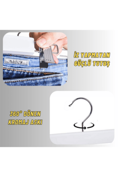 Delüks 10 Adet Beyaz Ahşap Pantolon Askısı Etek Askısı Kıyafet Askısı