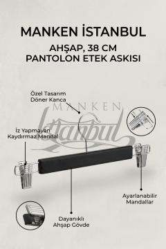 Delüks 10 Adet Beyaz Ahşap Pantolon Askısı Etek Askısı Kıyafet Askısı